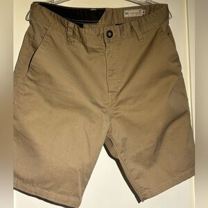 Volcom Men's Khaki Flat Front Shorts 33” 9” inseam excellent condition